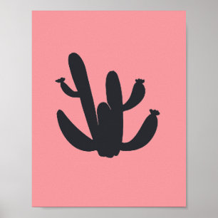 Cactus Zwarte Plant Schildering Woestijn Grafische Poster