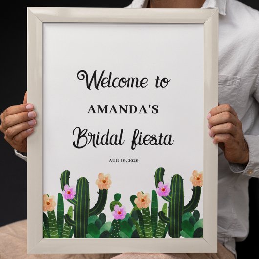 CactusbLOemen Bruiloft Fiesta Poster