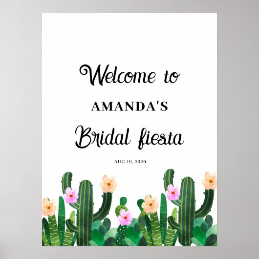 CactusbLOemen  Bruiloft Fiesta  Poster (Voorkant)