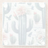 Cactusbloemen Glazen Onderzetter (Achterkant)