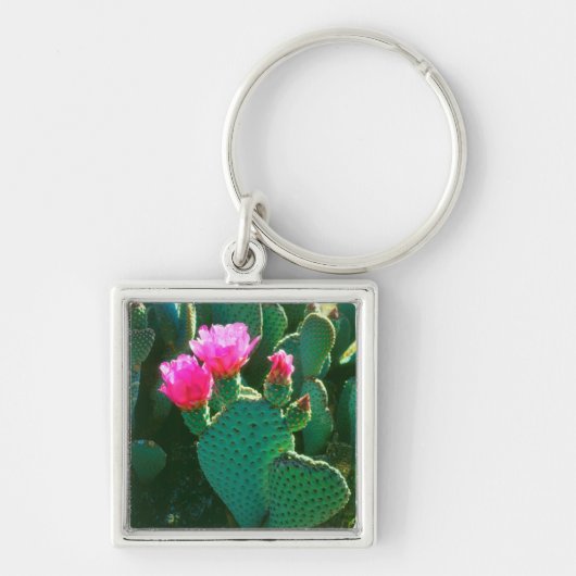Cactusbloemen van de Beavertail Cactus Sleutelhanger (Voorkant)