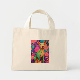 Cactusbloemenhond Mini Tote Bag