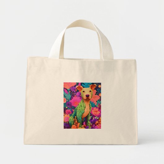 Cactusbloemenhond Mini Tote Bag (Voorkant)