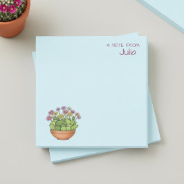 Cactusbloempot met naam plakbriefjes post-it® notes