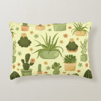 Cactusen en succulenten naadloos patroon. Housepla Accent Kussen