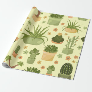 Cactusen en succulenten naadloos patroon. Housepla Cadeaupapier