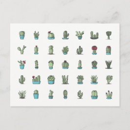 Cactusen Succulente Planten met hand getekend bota Briefkaart