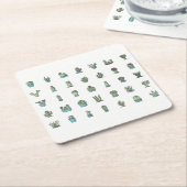 Cactusen Succulente Planten met hand getekend bota Kartonnen Onderzetters (Schuin)