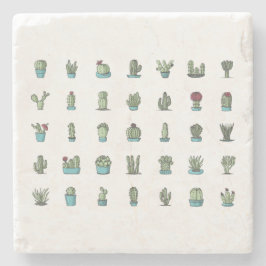 Cactusen Succulente Planten met hand getekend bota Stenen Onderzetter