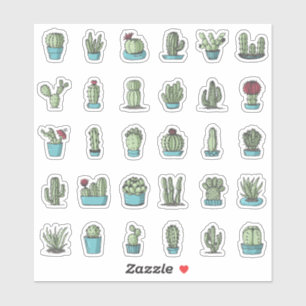 Cactusen Succulente Planten met hand getekend bota Sticker