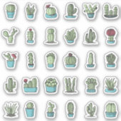 Cactusen Succulente Planten met hand getekend bota Sticker (Voorkant)