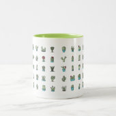 Cactusen Succulente Planten met hand getekend bota Tweekleurige Koffiemok (Center)