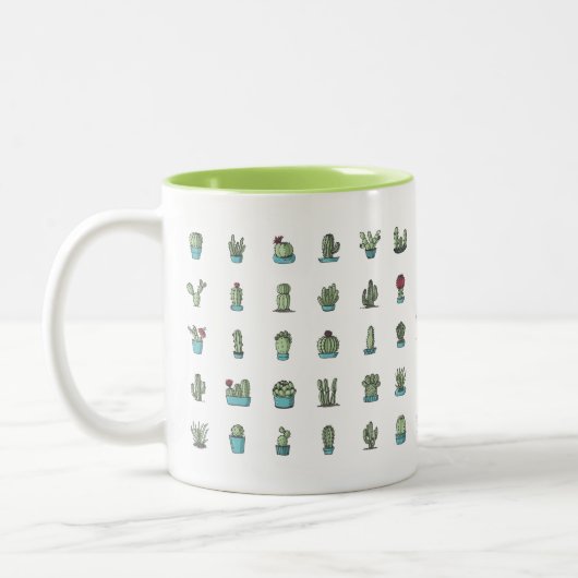 Cactusen Succulente Planten met hand getekend bota Tweekleurige Koffiemok (Links)