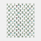Cactuses en Succulente Planten Hand Drawn Pattern Fleece Deken (Voorkant)