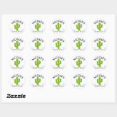 Cactusfeest met gele hart bruiloft ronde sticker (Vel)