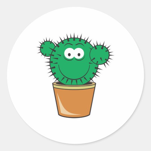 Cactusgezicht Ronde Sticker (Voorkant)