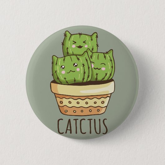 Cactuskatten Ronde Button 5,7 Cm (Voorkant)
