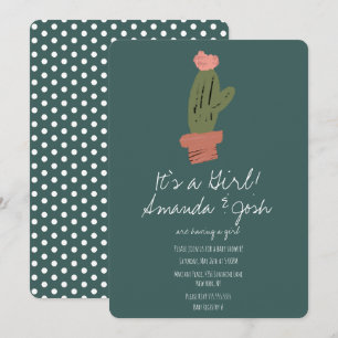 Cactusknop Tropische Stippen Meisjes Baby Shower Kaart