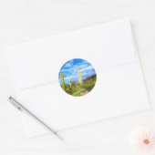 Cactuslandschap in de woestijn, Arizona Ronde Sticker (Envelop)