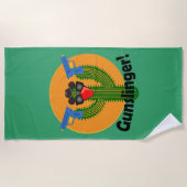 Cactusontwerp met pistoolheld - badhanddoek (Voorkant)