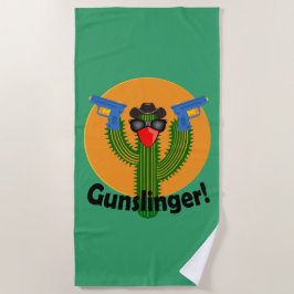 Cactusontwerp met pistoolheld - badhanddoek