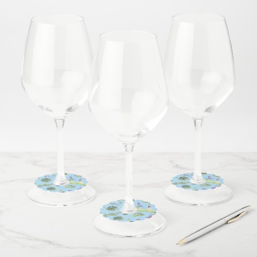 Cactuspatroon 10 wijnglaslabel (Set)