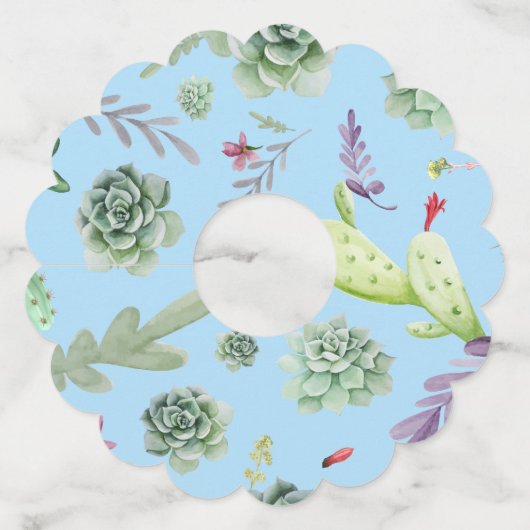 Cactuspatroon 10 wijnglaslabel (Achterkant)