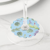 Cactuspatroon 10 wijnglaslabel (Dichtbij)