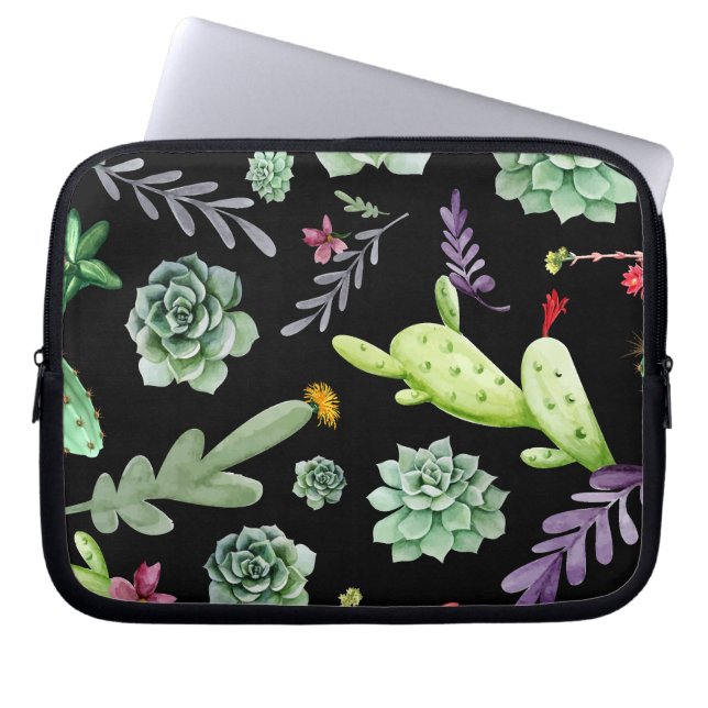 Cactuspatroon 2 laptop sleeve (Voorkant)