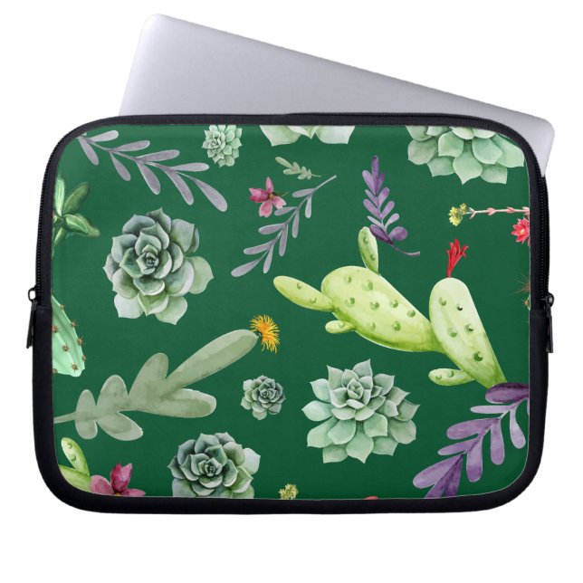 Cactuspatroon 3 laptop sleeve (Voorkant)