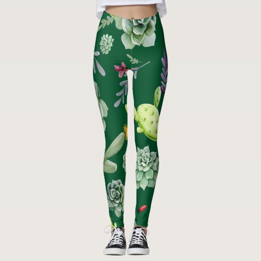 Cactuspatroon 3 leggings (Voorkant)