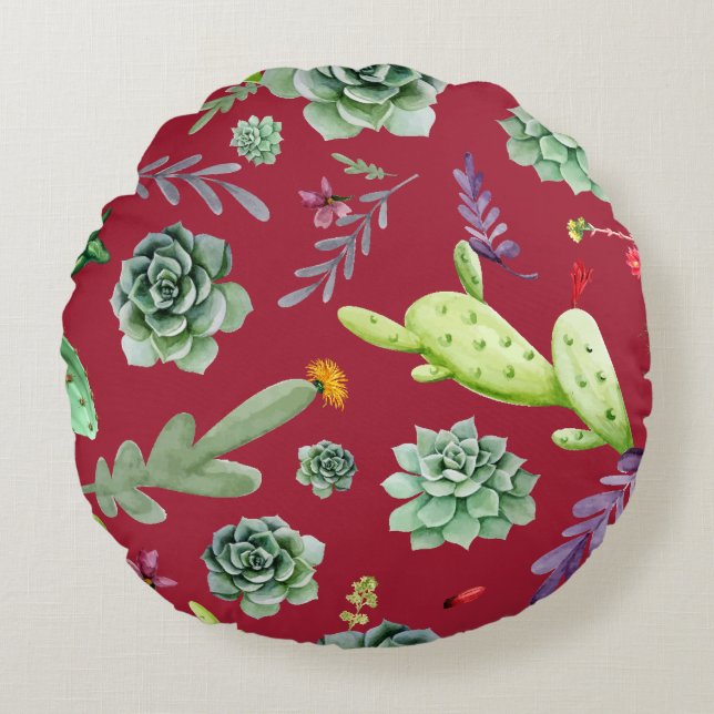 Cactuspatroon 4 rond kussen (Voorkant)