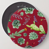 Cactuspatroon 4 ronde button 6,0 cm (Voorkant /achterkant)
