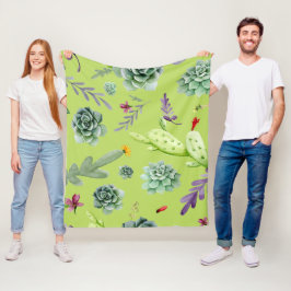 Cactuspatroon 6 fleece deken