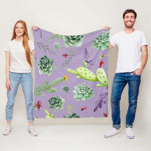 Cactuspatroon 7 fleece deken
