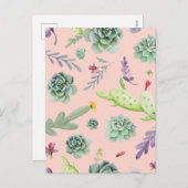 Cactuspatroon 8 feestdagenkaart (Voorkant / Achterkant)