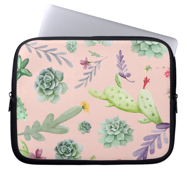 Cactuspatroon 8 laptop sleeve (Voorkant)