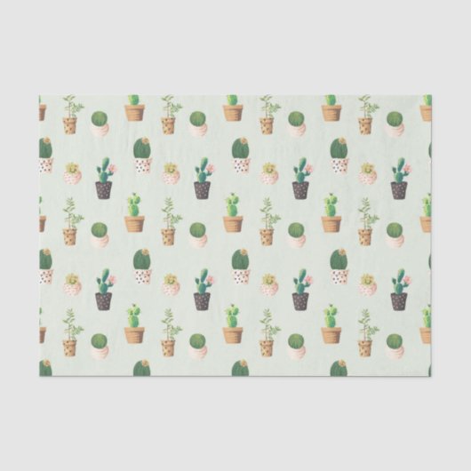 Cactuspatroon - Succulente Plant Tissuepapier (Voorkant)