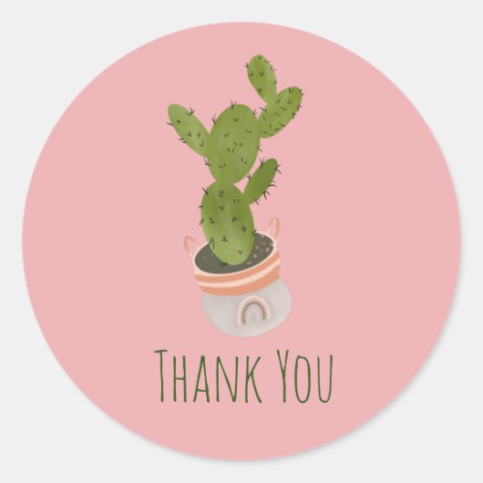 Cactusplant regenboogmand handgetekend ronde sticker (Voorkant)