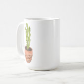 Cactusplant Terracotta Handgetekend Koffiemok (Voorkant links)