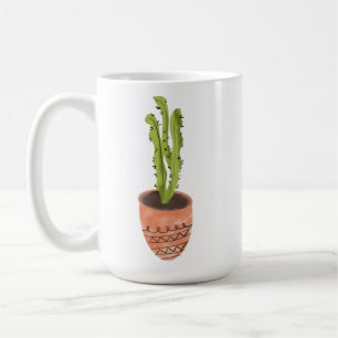 Cactusplant Terracotta Handgetekend Koffiemok