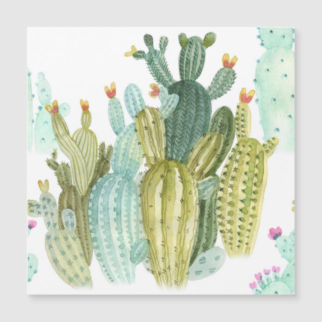  cactussen bloeiend Waterverf patroon (Voorkant)