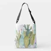  cactussen bloeiend Waterverf patroon Crossbody Tas (Achterkant)