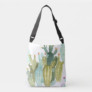 cactussen bloeiend Waterverf patroon Crossbody Tas