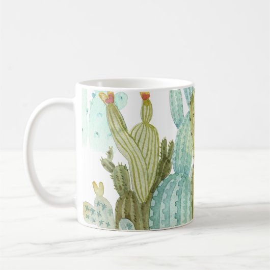 cactussen bloeiend Waterverf patroon Koffiemok (Links)