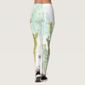 cactussen bloeiend Waterverf patroon Leggings (Achterkant)