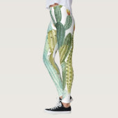 cactussen bloeiend Waterverf patroon Leggings (Links)