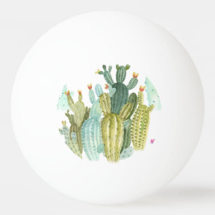 cactussen bloeiend Waterverf patroon Pingpongbal