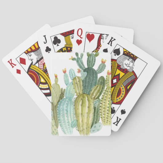  cactussen bloeiend Waterverf patroon Pokerkaarten (Achterkant)