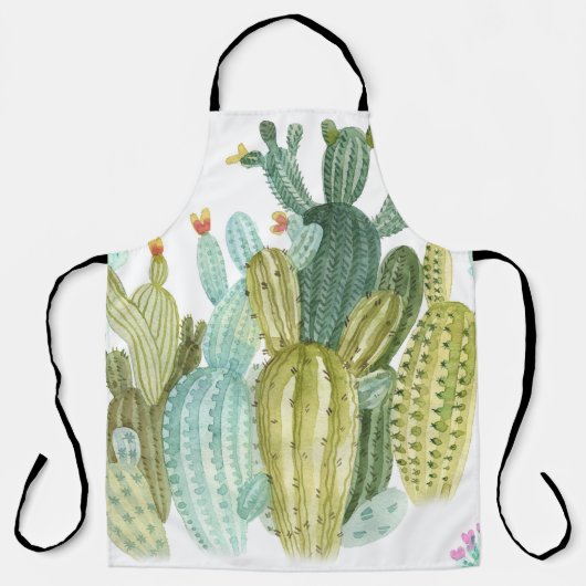  cactussen bloeiend Waterverf patroon Schort (Voorkant)